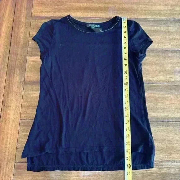 Lauren Ralph Lauren Women's Black Short Sleeve Tshirt with Gold Trim Sz M - Picture 6 of 11